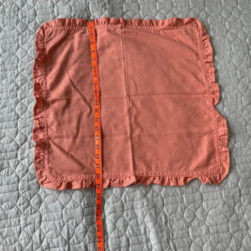 Hen House Linens Napkin Ruffle Coral Pink Barbie Shabby Chic Cotton Set 5 20x20